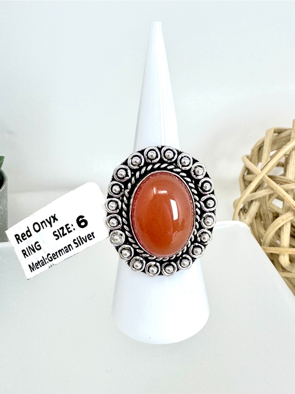 NWT Artisan Red Onyx Cabochon Statement Ring
